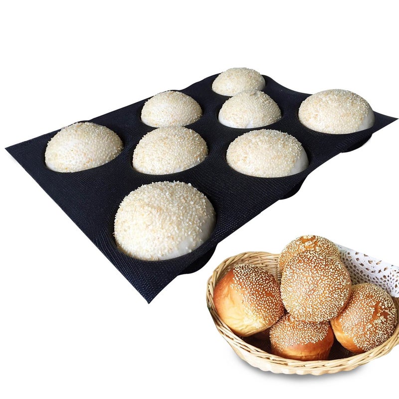 BLUE DROP Bluedrop Silicone Bun Bread Forms Round Shape Trays Perforated Bakery Molds Fit Half Pan Size - Image 1